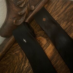 Pair of Vintage Black Men's Skinny Ties French European Motif, Eiffel Tower